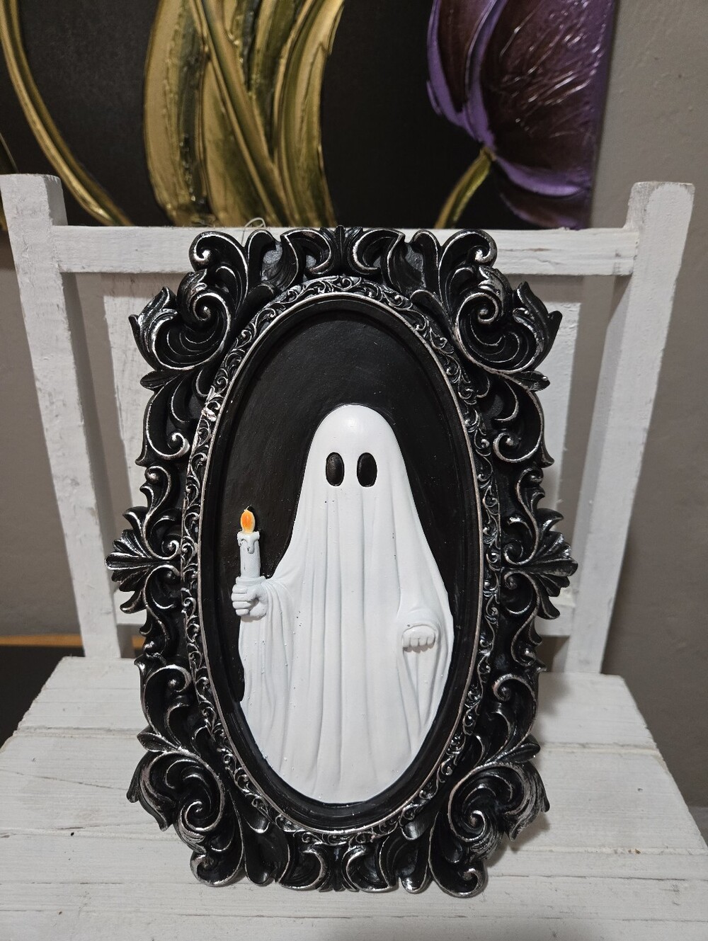 Ghost Holding Candle Frame